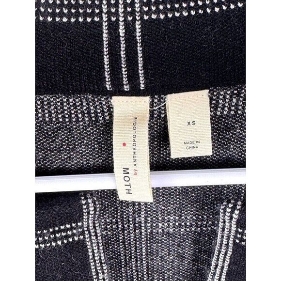 Anthropologie Moth 3/4 Sleeve Black and White Plaid Knit Jacket Sz S EUC - Picture 3 of 7